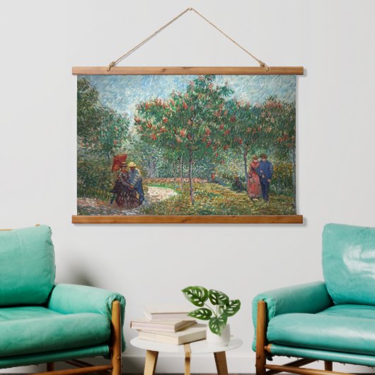 Van Gogh Garden in Montmartre met liefhebbers Hangend Wandkleed (Woonkamer)