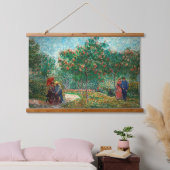Van Gogh Garden in Montmartre met liefhebbers Hangend Wandkleed (Slaapkamer)