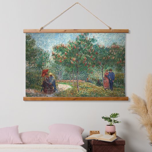 Van Gogh Garden in Montmartre met liefhebbers Hangend Wandkleed (Slaapkamer)