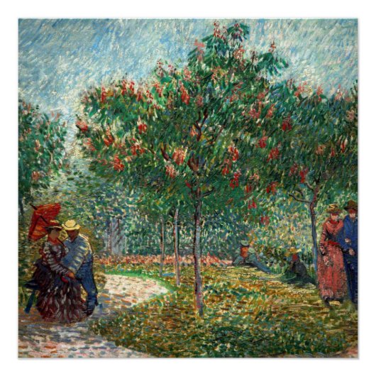 Van Gogh Garden in Montmartre met liefhebbers Perfect Poster (Voorkant)