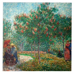 Van Gogh Garden in Montmartre met liefhebbers Tegeltje