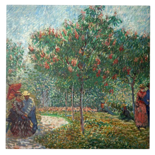 Van Gogh Garden in Montmartre met liefhebbers Tegeltje (Voorkant)