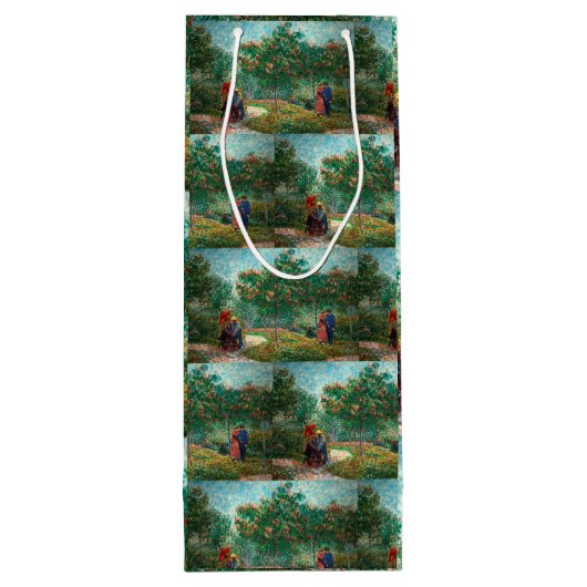 Van Gogh Garden in Montmartre met liefhebbers Wijn Cadeautas (Achterkant)