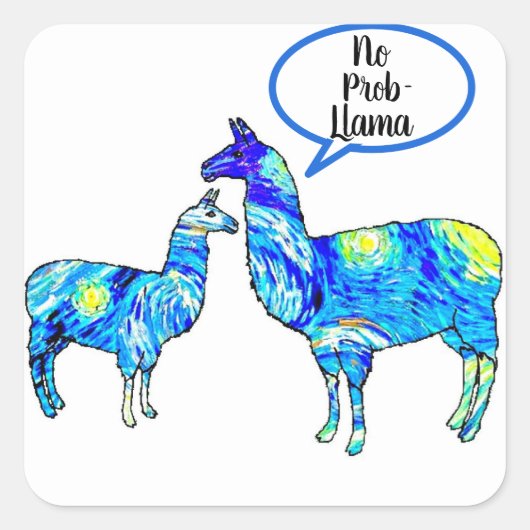 Van Gogh - Geen Prob Llama Vierkante Sticker (Voorkant)