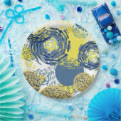 Van Gogh geïnspireerd blauw, geel, Sierkussen Papieren Bordje (Feest)