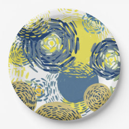 Van Gogh geïnspireerd blauw, geel, Sierkussen Papieren Bordje