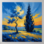 Van Gogh Geïnspireerd Landschap Poster (Voorkant)