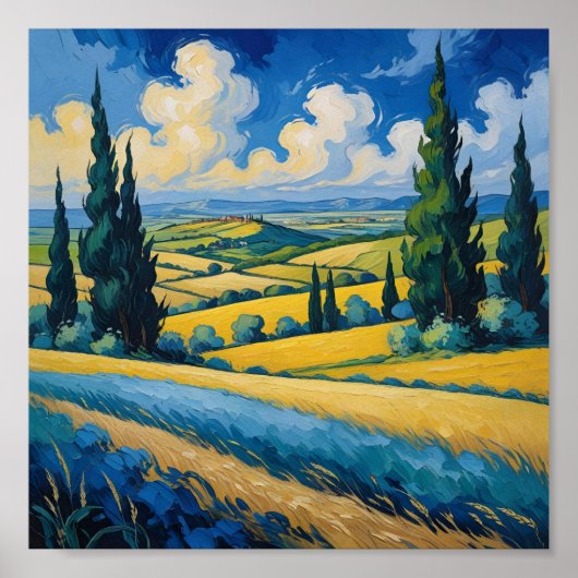 Van Gogh Geïnspireerd Landschap Poster (Voorkant)