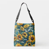 Van Gogh geïnspireerd zonnebloemen portemonnee Crossbody Tas (Achterkant)