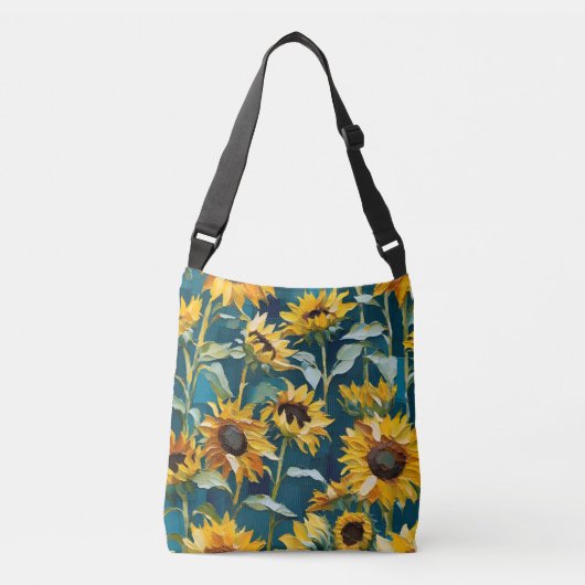 Van Gogh geïnspireerd zonnebloemen portemonnee Crossbody Tas (Voorkant)