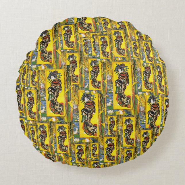Van Gogh Geisha Rond Kussen (Voorkant)
