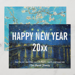 Van Gogh - Gelukkig nieuwjaar met Sterrennacht /Rh Feestdagenkaart