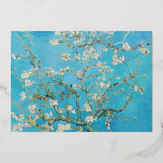 Van Gogh - Gelukkig nieuwjaar met Sterrennacht /Rh Folie Feestdagenkaart (Achterkant)