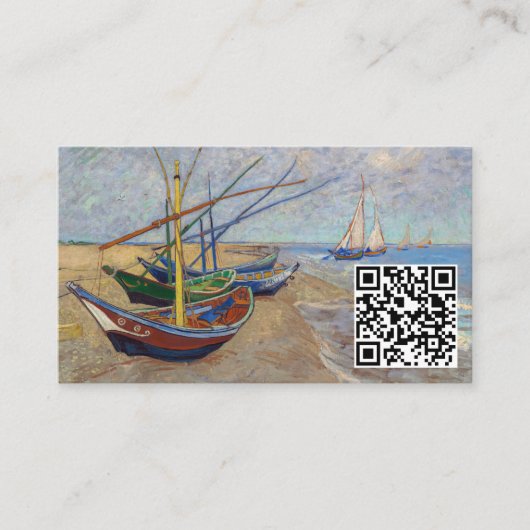 Van Gogh - Gevist boten op strand - QR-code Visitekaartje (Voorkant)