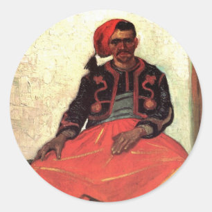 Van Gogh, Gezeten Zouave, Vintage Impressionisme K Ronde Sticker