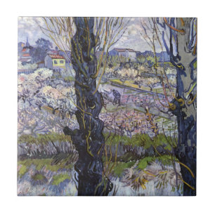 Van Gogh Gezicht op Arles Bloeiende boomgaarden Ku Tegeltje