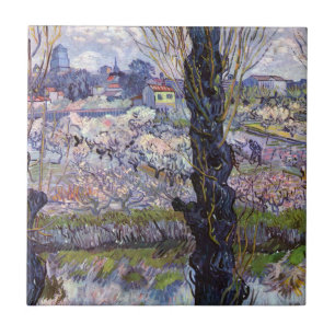 Van Gogh Gezicht op Arles Bloeiende Boomgaarden Pr Tegeltje