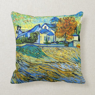 Van Gogh - Gezicht op de kerk van Saint Paul Kussen