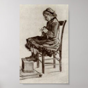Van Gogh - Girl Sitting, Knitting Poster
