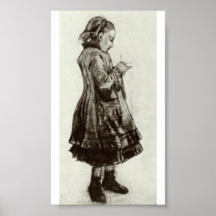 Van Gogh - Girl Standing, Knitting Poster
