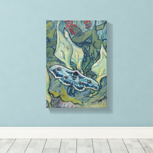Van Gogh  Great Peacock Moth Canvas Afdruk (Insitu (Houten vloer))