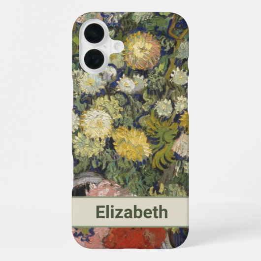  Van Gogh Groen Wit Geel Bloemen Naam iPhone Hoesje (Achterkant)