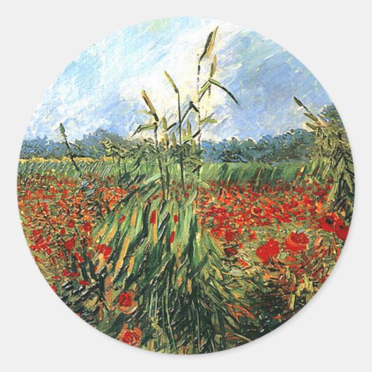 Van Gogh - Groene oorlogen van tarwe Ronde Sticker (Voorkant)