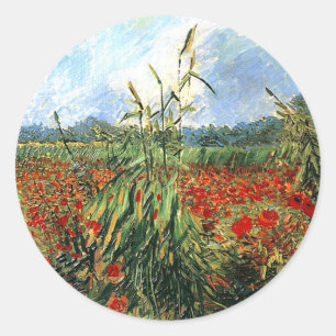 Van Gogh - Groene oorlogen van tarwe Ronde Sticker