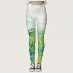 Van Gogh Groene Tarwevelden Auvers. impressionist Leggings<br><div class="desc">Van Gogh "Groene Tarwevelden, Auvers" leggings. Groen Impressionistische kunst.</div>