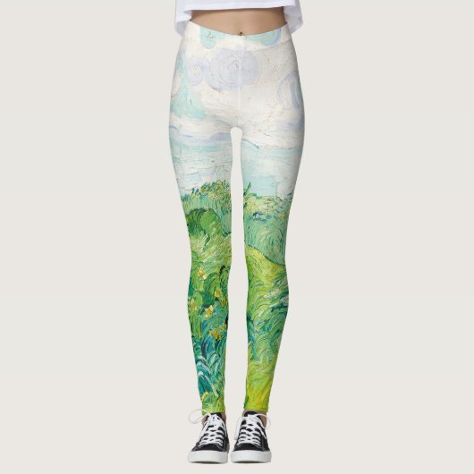 Van Gogh Groene Tarwevelden Auvers. impressionist Leggings (Voorkant)