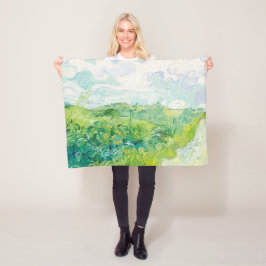 Van Gogh. Groene Wheat Fields auvers. Impressionis Fleece Deken