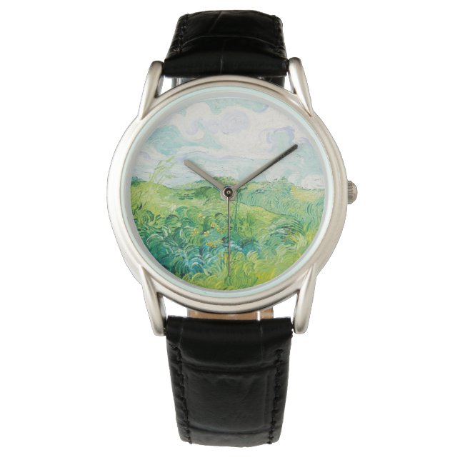 Van Gogh. Groene Wheat Fields auvers. Impressionis Horloge (Voorkant)