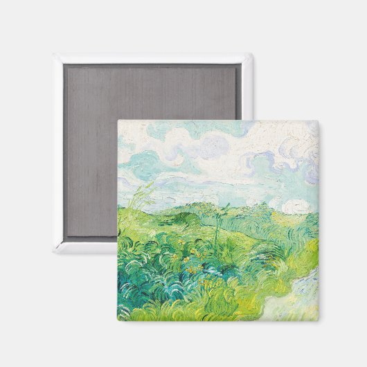 Van Gogh. Groene Wheat Fields auvers. Impressionis Magneet (Voorkant / Achterkant)
