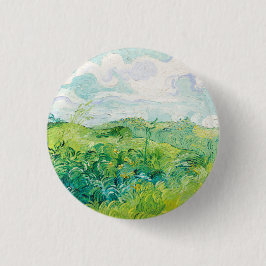 Van Gogh. Groene Wheat Fields auvers. Impressionis Ronde Button 3,2 Cm