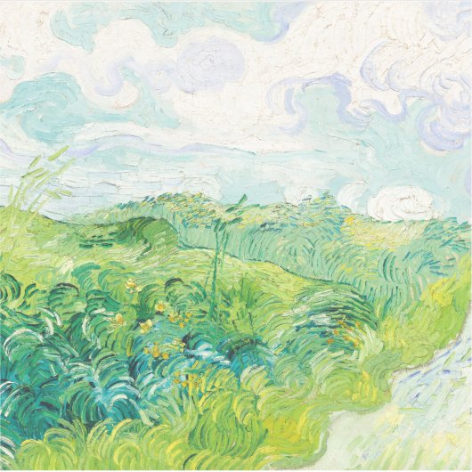 Van Gogh. Groene Wheat Fields auvers. Impressionis Sticker (Voorkant)