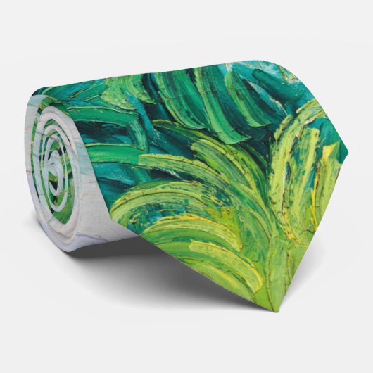 Van Gogh. Groene Wheat Fields auvers. Impressionis Stropdas (Opgerold)