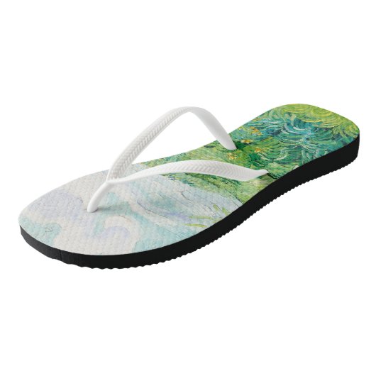 Van Gogh. Groene Wheat Fields auvers. Impressionis Teenslippers (Schuin)
