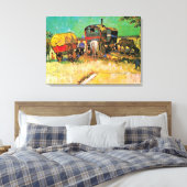 Van Gogh - Gypsy Camp met Horse Dray Canvas Afdruk (Insitu (Slaapkamer))