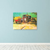 Van Gogh - Gypsy Camp met Horse Dray Canvas Afdruk (Insitu (Houten vloer))