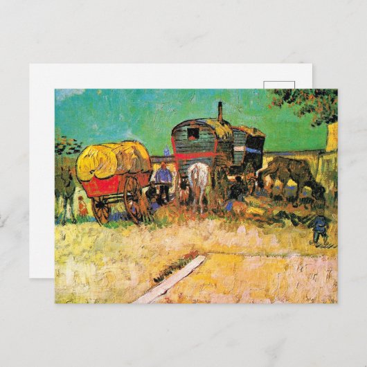 Van Gogh - Gypsy Camp with Horse Dray Briefkaart (Voorkant / Achterkant)