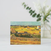 Van Gogh Harvest La Crau, Montmajour, Fine Art Briefkaart (Staand voorkant)