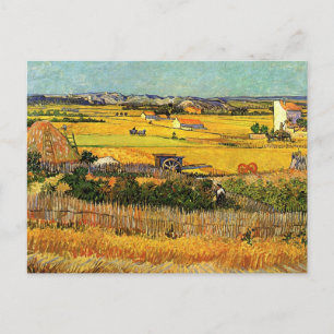 Van Gogh Harvest La Crau, Montmajour, Fine Art Briefkaart