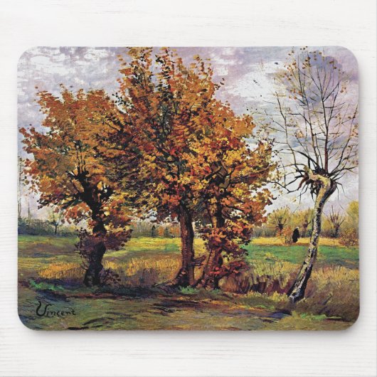 Van Gogh - Herfstlandschap met vier bomen Muismat (Voorkant)
