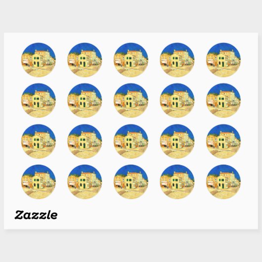 Van Gogh, Het Gele Huis,  Ronde Sticker (Vel)
