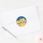 Van Gogh, Het Gele Huis,  Ronde Sticker (Envelop)