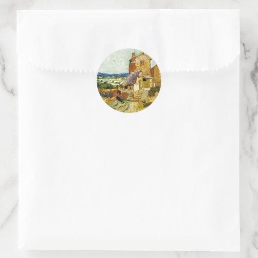 Van Gogh - Het oude molen Ornament Ronde Sticker (Tas)