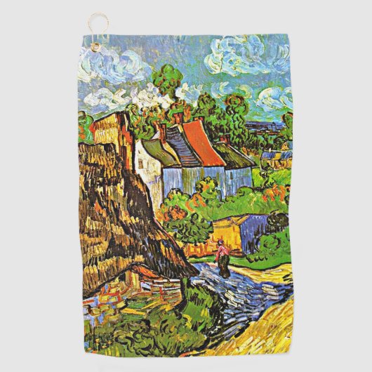 Van Gogh - Houses in Auvers, beroemd schilderij Golfhanddoek (Voorkant)