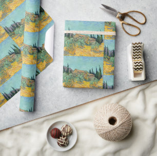 Van Gogh Houten Schuren Geel Landschap Kunst Cadeaupapier