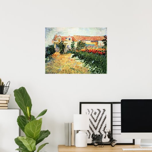 Van Gogh - Huis met Zonnebloemen Poster (Thuiskantoor)