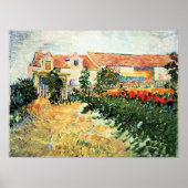 Van Gogh - Huis met Zonnebloemen Poster (Voorkant)